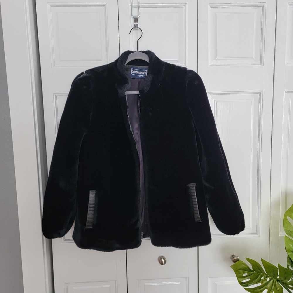 VTG black faux fur jacket